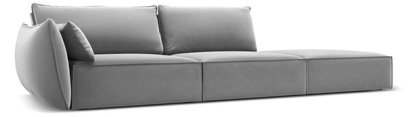 Jasnoszara aksamitna sofa lewostronna 264 cm Vanda – Mazzini Sofas