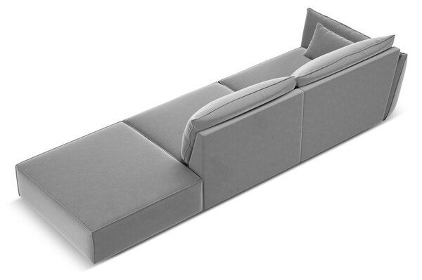 Jasnoszara aksamitna sofa lewostronna 264 cm Vanda – Mazzini Sofas