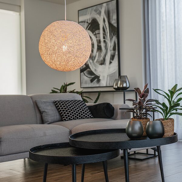 Rustykalna lampa wisząca biała 35 cm - Corda