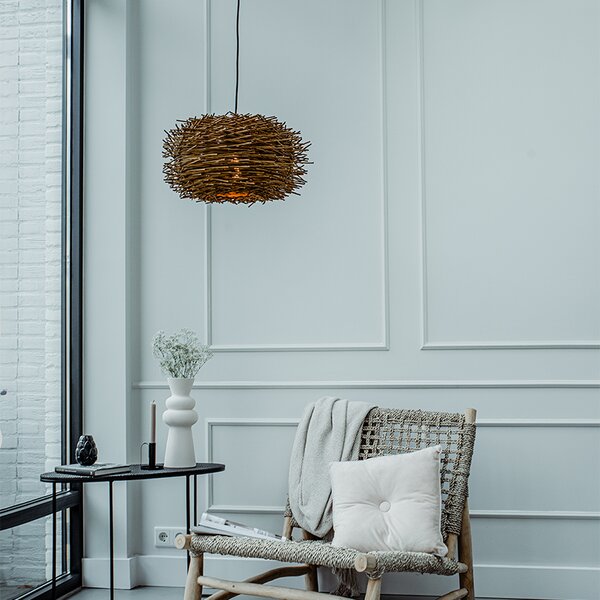 Rustykalna lampa wisząca brązowy rattan - Hatch 45