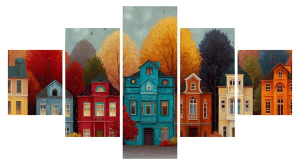 Obraz - Malowane jesienne miasto (125x70 cm)