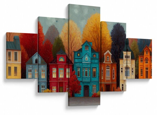 Obraz - Malowane jesienne miasto (125x70 cm)