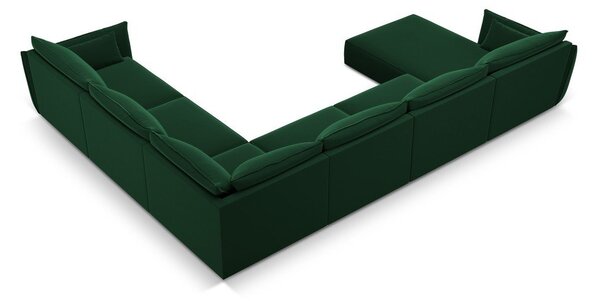 Ciemnozielony aksamitny narożnik (prawostronny/w kształcie litery U) Vanda – Mazzini Sofas