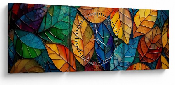 Obraz - Mozaika z liści (z zegarem) (90x30 cm)