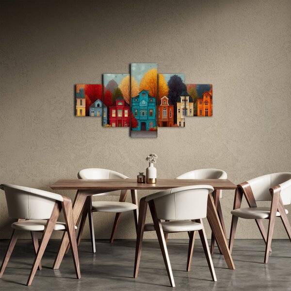 Obraz - Malowane jesienne miasto (125x70 cm)