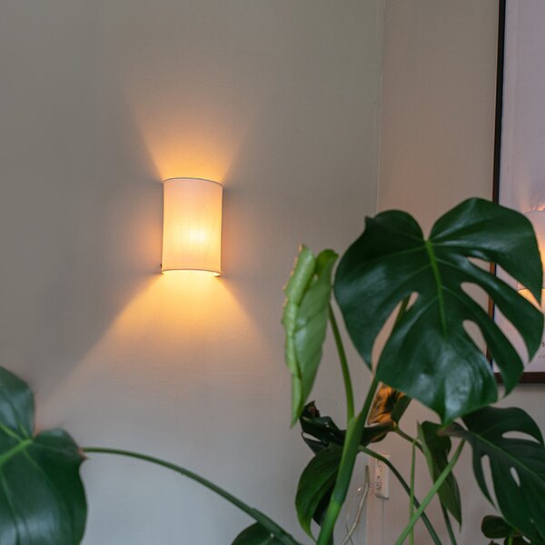 Nowoczesna lampa ścienna biała - Simple Drum Jute