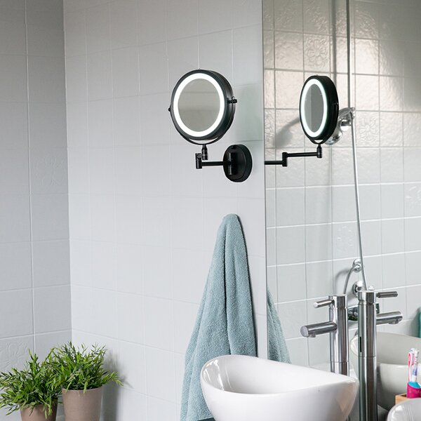 Designerskie lustro łazienkowe czarne z wbudowanym LED, regulowane, IP44 - Vicino