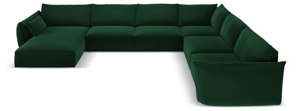 Ciemnozielony aksamitny narożnik (prawostronny/w kształcie litery U) Vanda – Mazzini Sofas