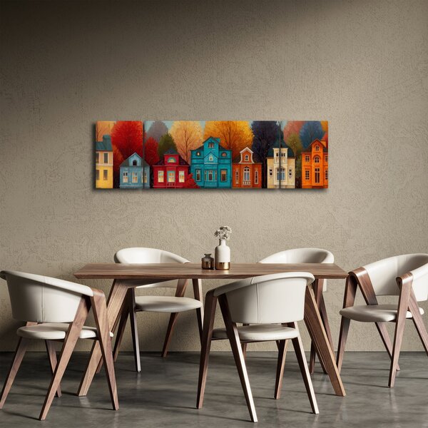 Obraz - Malowane jesienne miasto (170x50 cm)