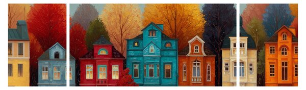 Obraz - Malowane jesienne miasto (170x50 cm)