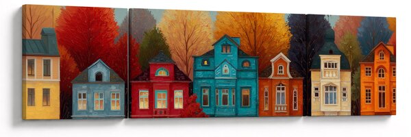 Obraz - Malowane jesienne miasto (170x50 cm)