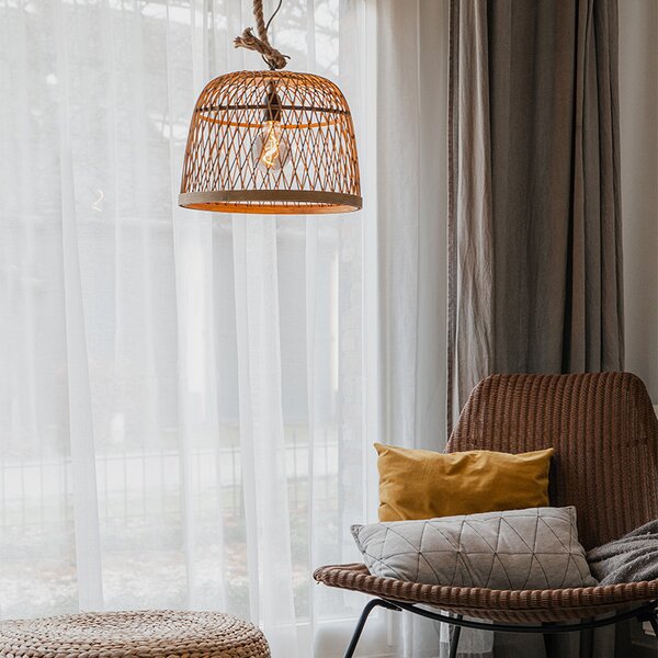 Rustykalna lampa wisząca z rattanu - Calamus