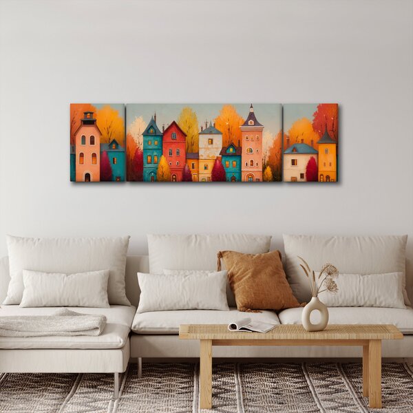 Obraz - Jesienna wieś (170x50 cm)
