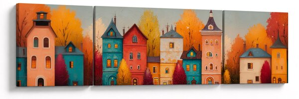 Obraz - Jesienna wieś (170x50 cm)