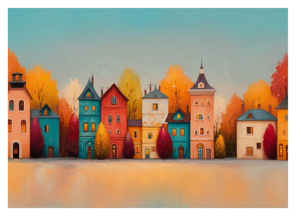Obraz - Jesienna wieś (70x50 cm)