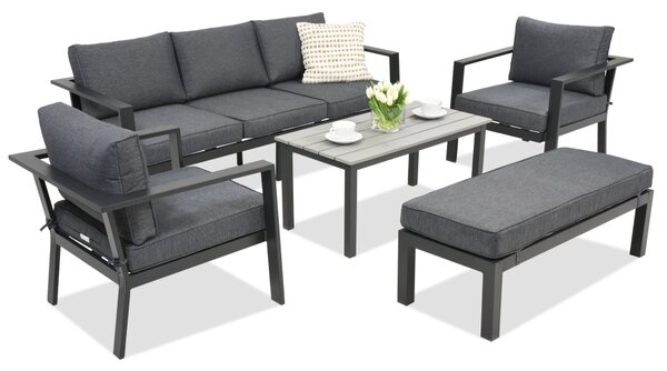 Meble ogrodowe aluminiowe Sydney Coffee 5 z ławką Garden Point antracyt