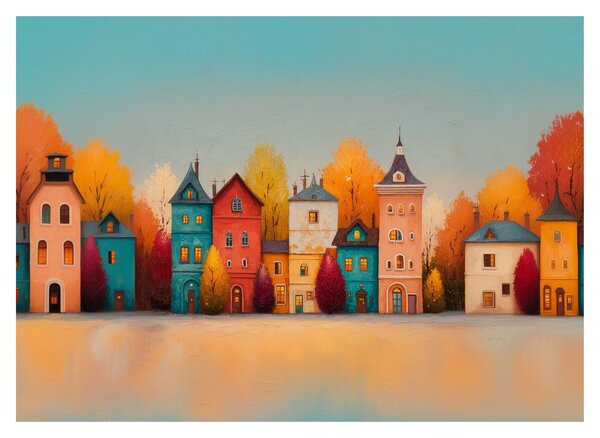 Obraz na szkle - Jesienna wieś (70x50 cm)