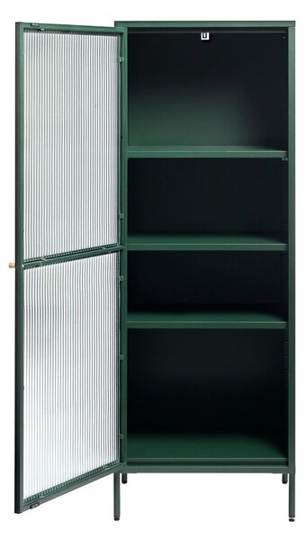 Zielona metalowa witryna Unique Furniture Bronco, wys. 160 cm