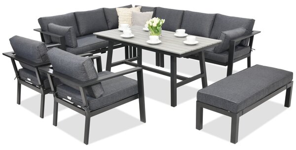 Meble ogrodowe aluminiowe Sydney Comida 7 z ławką Garden Point antracyt