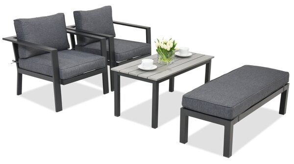 Meble ogrodowe aluminiowe Sydney Terrace z ławką Garden Point antracyt