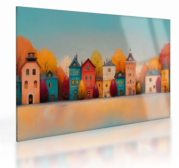 Obraz na szkle - Jesienna wieś (70x50 cm)