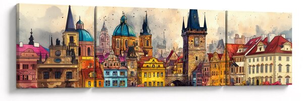 Obraz - Jesień w malowanym mieście (170x50 cm)