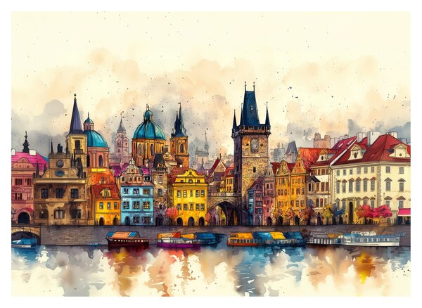 Obraz na szkle - Jesień w malowanym mieście (70x50 cm)