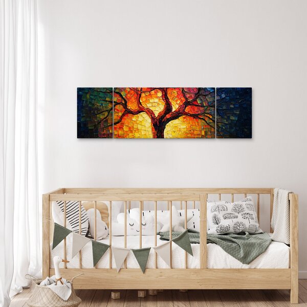 Obraz - Drzewo życia w mozaice (170x50 cm)