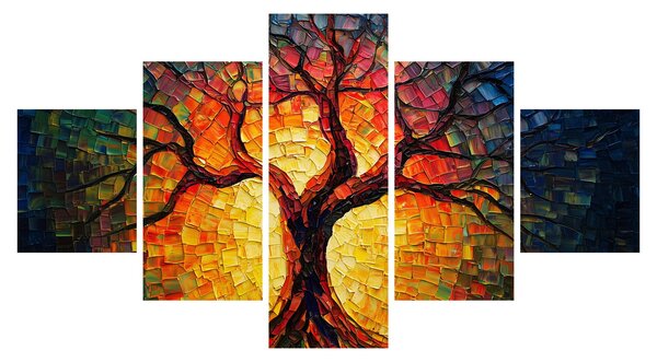 Obraz - Drzewo życia w mozaice (125x70 cm)