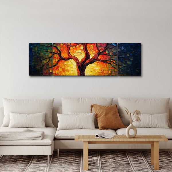Obraz - Drzewo życia w mozaice (170x50 cm)