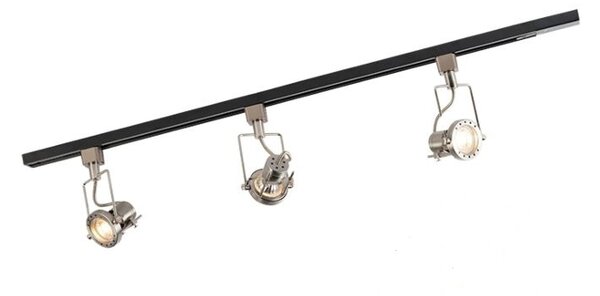 Nowoczesny system oświetlenia szynowego z 3 reflektorami stalowymi 1-fazowy - Iconic Suplux