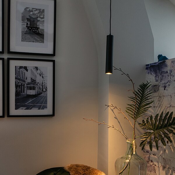 Designerska lampa wisząca czarna - Tuba Small