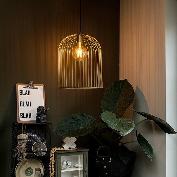 Designerska lampa wisząca złota - Wire Knock