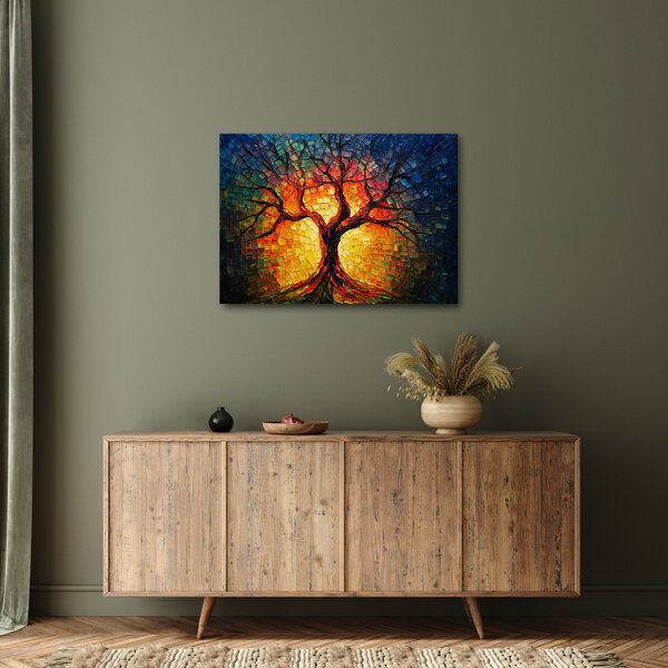 Obraz - Drzewo życia w mozaice (70x50 cm)