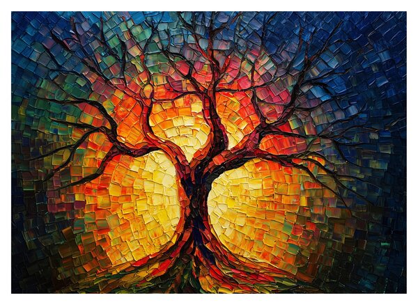 Obraz - Drzewo życia w mozaice (70x50 cm)