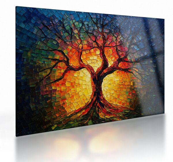 Obraz na szkle - Drzewo życia w mozaice (70x50 cm)