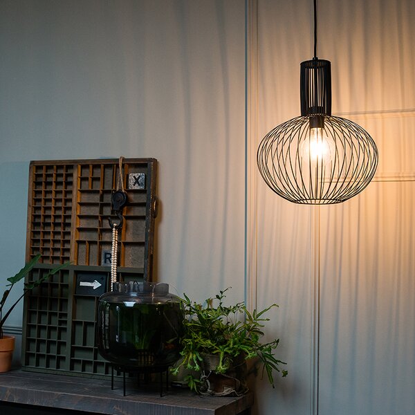 Designerska lampa wisząca czarna - Wire Bake