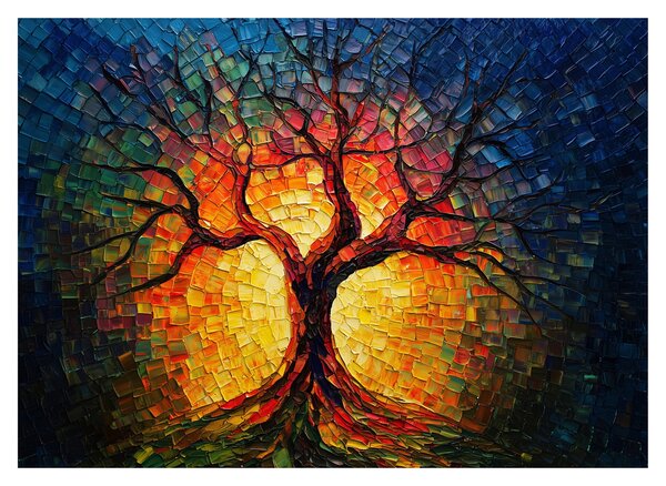 Obraz na szkle - Drzewo życia w mozaice (70x50 cm)