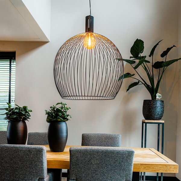 Designerska lampa wisząca okrągła czarna 70 cm - Dos