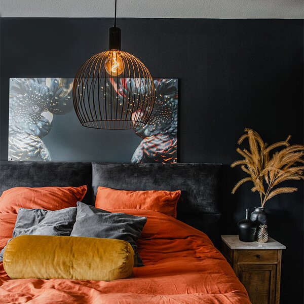 Designerska okrągła lampa wisząca czarna 40 cm - Dos