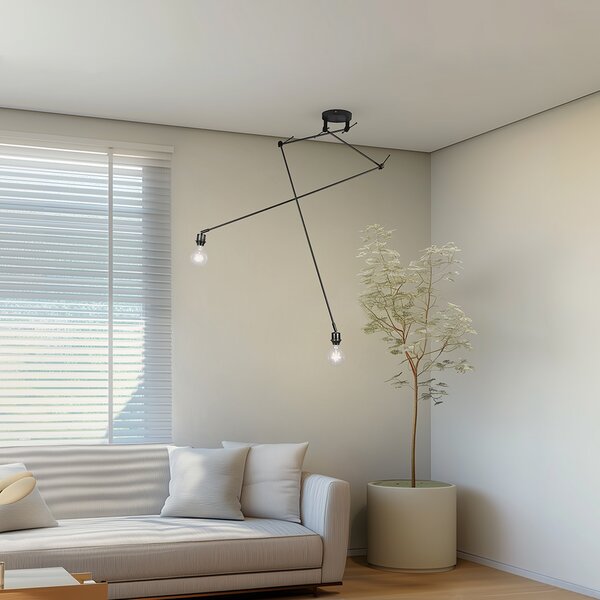 Lampa wisząca regulowana czarna bez klosza - Blitz II