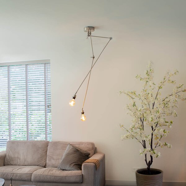 Lampa wisząca regulowana stal bez klosza - Blitz II