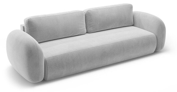 Jasnoszara aksamitna rozkładana/ze schowkiem sofa 262 cm Tonale – Cosmopolitan Design