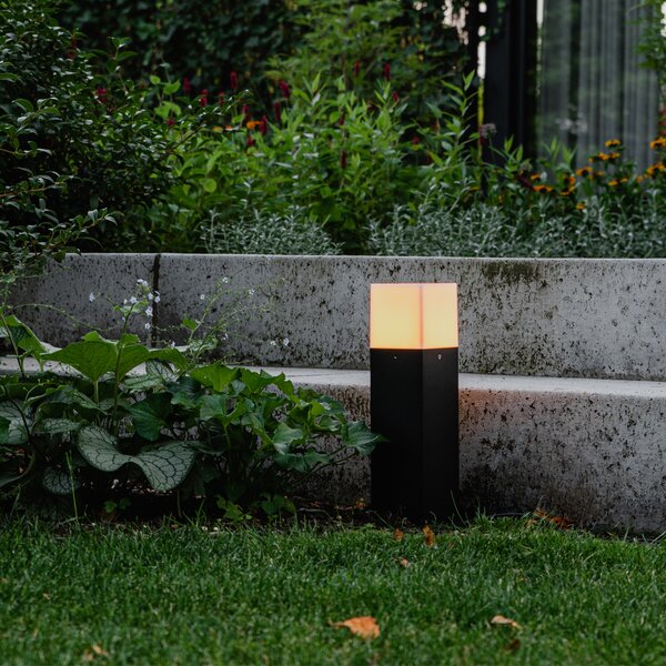 Stojąca lampa zewnętrzna czarna z opalowym białym 30 cm - Denmark