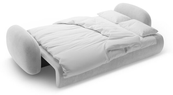 Jasnoszara aksamitna rozkładana/ze schowkiem sofa 262 cm Tonale – Cosmopolitan Design