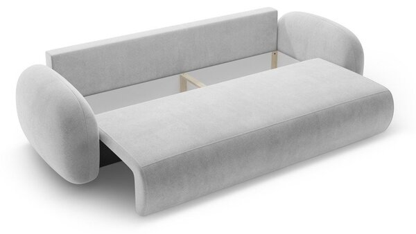 Jasnoszara aksamitna rozkładana/ze schowkiem sofa 262 cm Tonale – Cosmopolitan Design