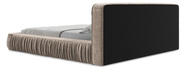 Beżowe tapicerowane łóżko dwuosobowe ze schowkiem i stelażem 140x200 cm Keoni – Makamii