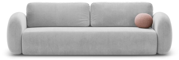 Jasnoszara aksamitna rozkładana/ze schowkiem sofa 262 cm Tonale – Cosmopolitan Design