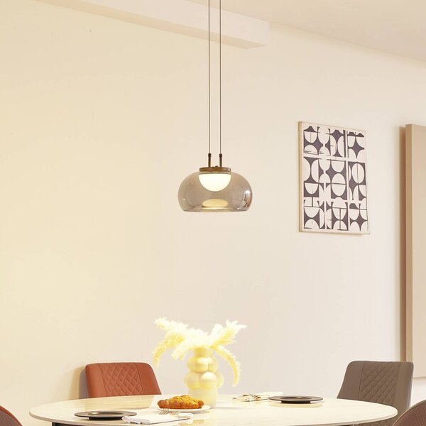 Lampa wisząca szklana Dain Lucande, aluminiowy / szary / cynkowy, salon / jadalnia, szkło, nowoczesny