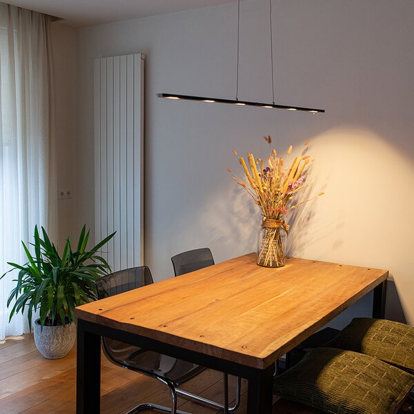Designerska lampa wisząca czarna z LED i ściemniaczem dotykowym - Platina